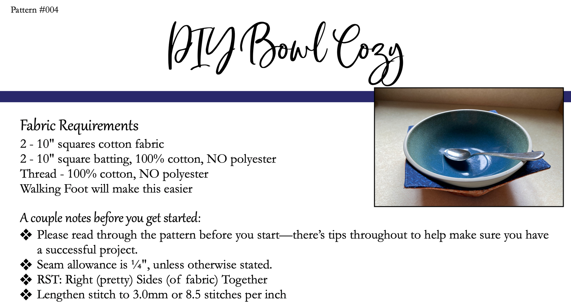 Bowl Cozy Sewing Pattern Essentially Loved Quilts